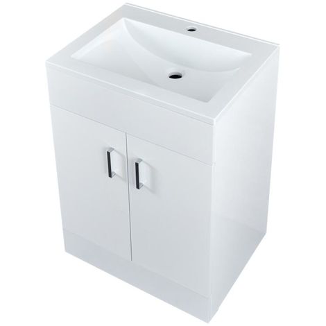 main image of "Milano Ren - White 600mm Bathroom Vanity Unit with Basin"