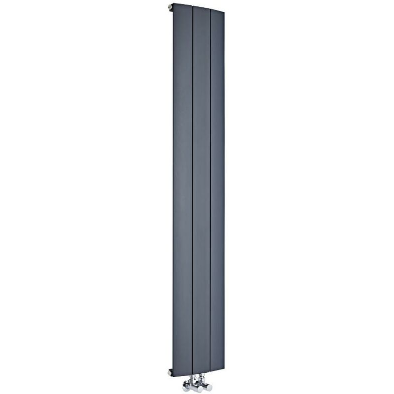 Milano - Skye - Modern Anthracite Vertical Column Single Panel Aluminium Designer Radiator - 1600mm x 280mm