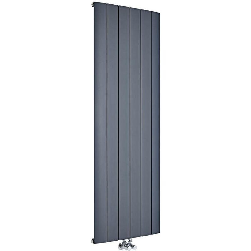 Milano - Skye - Modern Anthracite Vertical Column Single Panel Aluminium Designer Radiator - 1600mm x 565mm