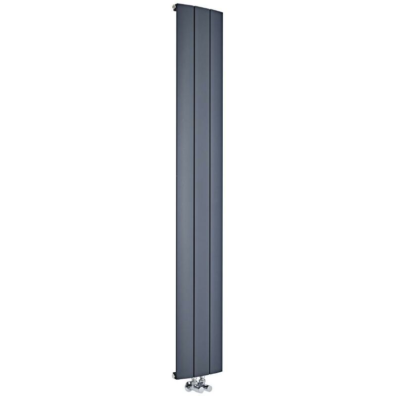 Milano - Skye - Modern Anthracite Vertical Column Single Panel Aluminium Designer Radiator - 1800mm x 280mm