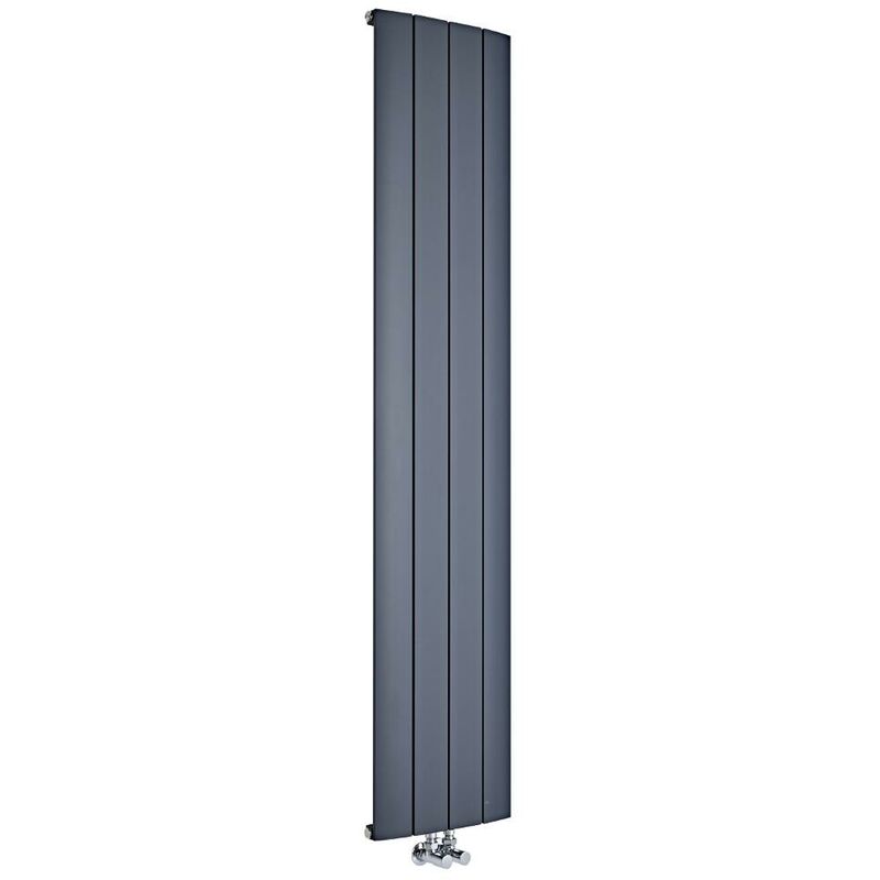 Milano - Skye - Modern Anthracite Vertical Column Single Panel Aluminium Designer Radiator - 1800mm x 375mm