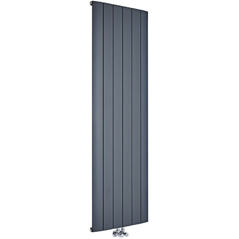 Milano - Skye - Modern Anthracite Vertical Column Single Panel Aluminium Designer Radiator - 1800mm x 565mm