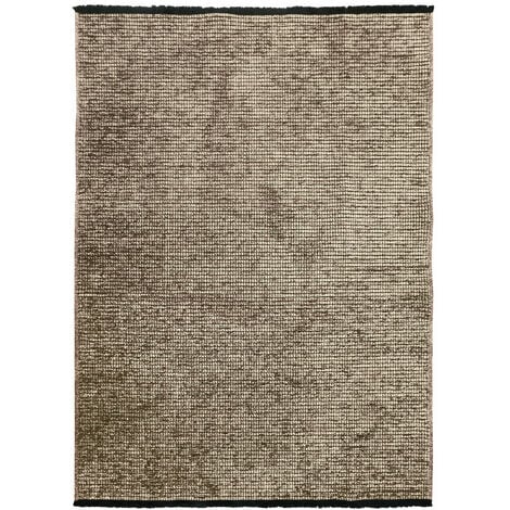 Tapis tissé plat natté - sumatra blanc - galon synthétique gris - 160 x 230  cm