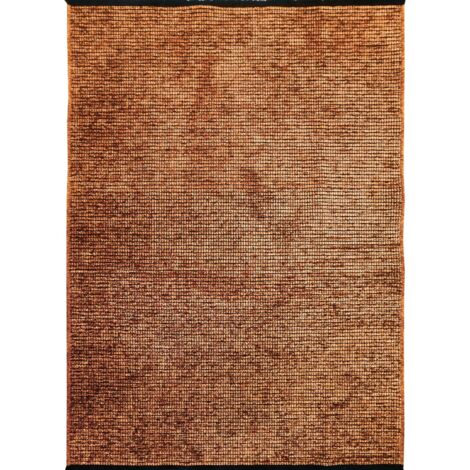 MILANO - Tapis tissé plat coton noir et reflet lumière orange 160x230