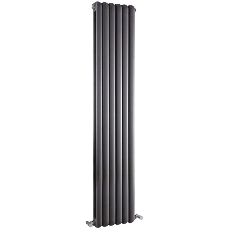 Milano - Urban - Modern Anthracite Vertical Double Panel Column Radiator - 1800mm x 383mm