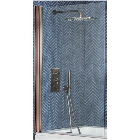 Milano Vara - Matte Copper Bathroom Straight Standard Bath Shower Screen - 800mm x 1400mm