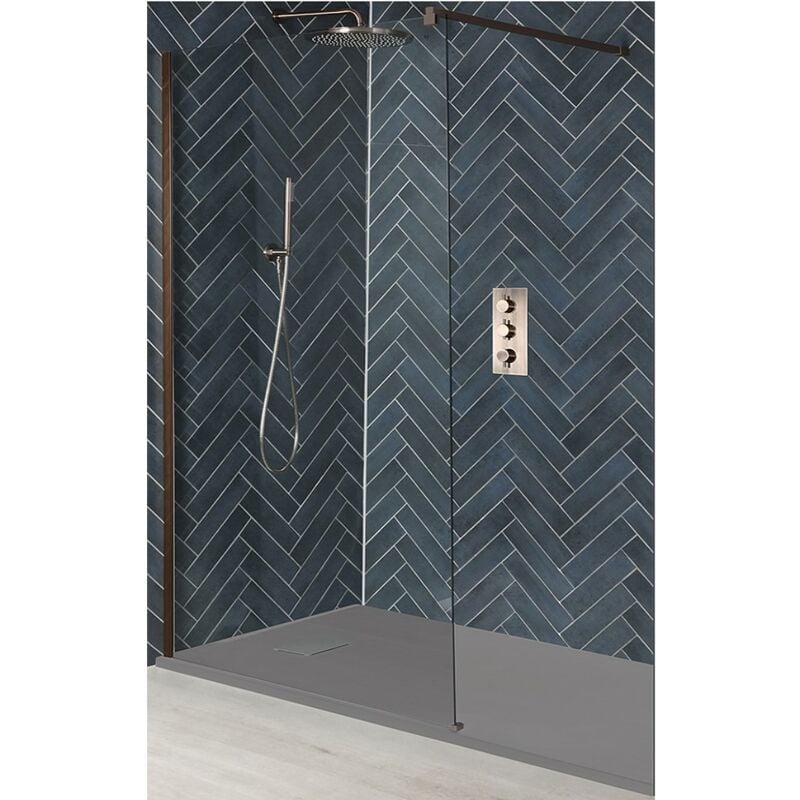 Milano Vara Matte Copper Recessed Walk In Wet Room Shower Enclosure