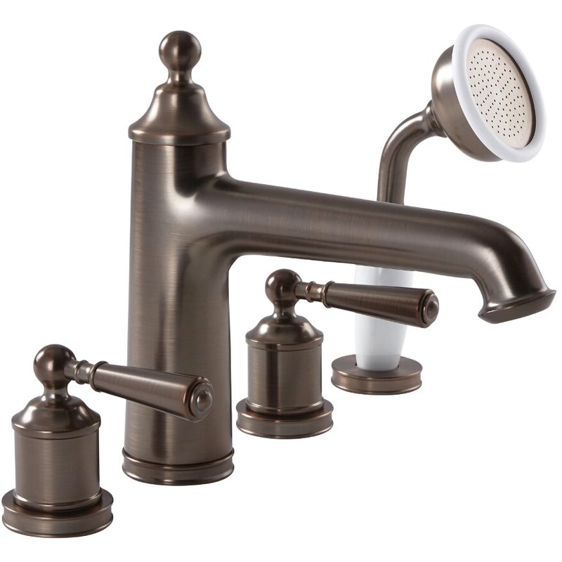 Milano Washington - Traditional Four Tap Hole Bath Shower Mixer Tap with Hand Shower Handset - Oil Rubbed Bronze