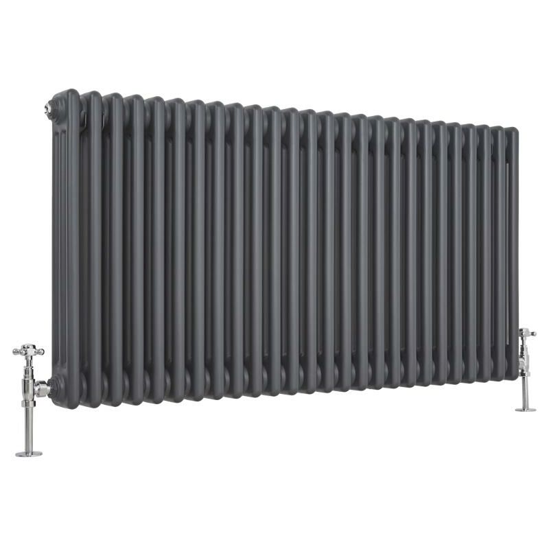 Milano Windsor - 600mm x 1190mm Traditional Cast Iron Style Triple Column Horizontal Radiator – Anthracite