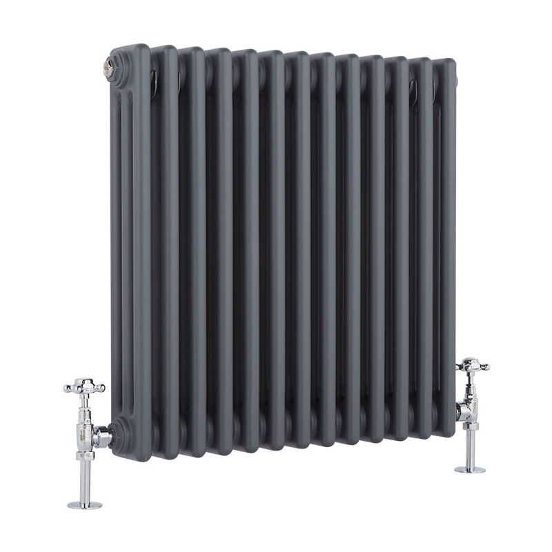 Milano Windsor - 600mm x 605mm Traditional Cast Iron Style Triple Column Horizontal Radiator – Anthracite