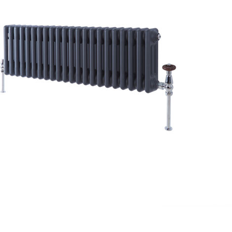 Milano Windsor Anthracite Cast Iron Style Horizontal Triple Column Radiator - 300mm x 1010mm