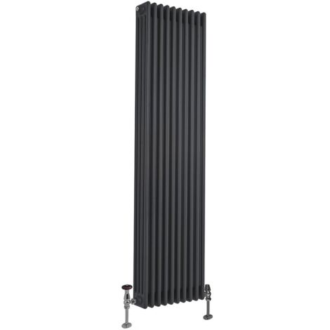 Milano Windsor Anthracite Cast Iron Style Vertical Four Column Radiator - 1800mm x 470mm