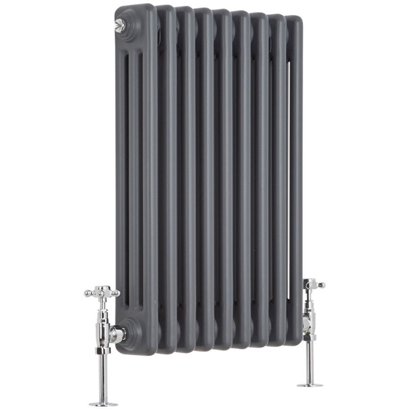 Milano Windsor - 600mm x 425mm Traditional Cast Iron Style Triple Column Horizontal Radiator – Anthracite