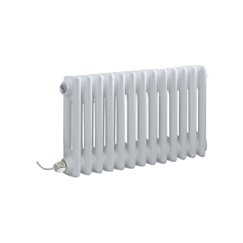 Milano Windsor - Traditional Cast Iron Style White Horizontal Double Column Electric Radiator with WiFi Thermostat - 300mm x 605mm