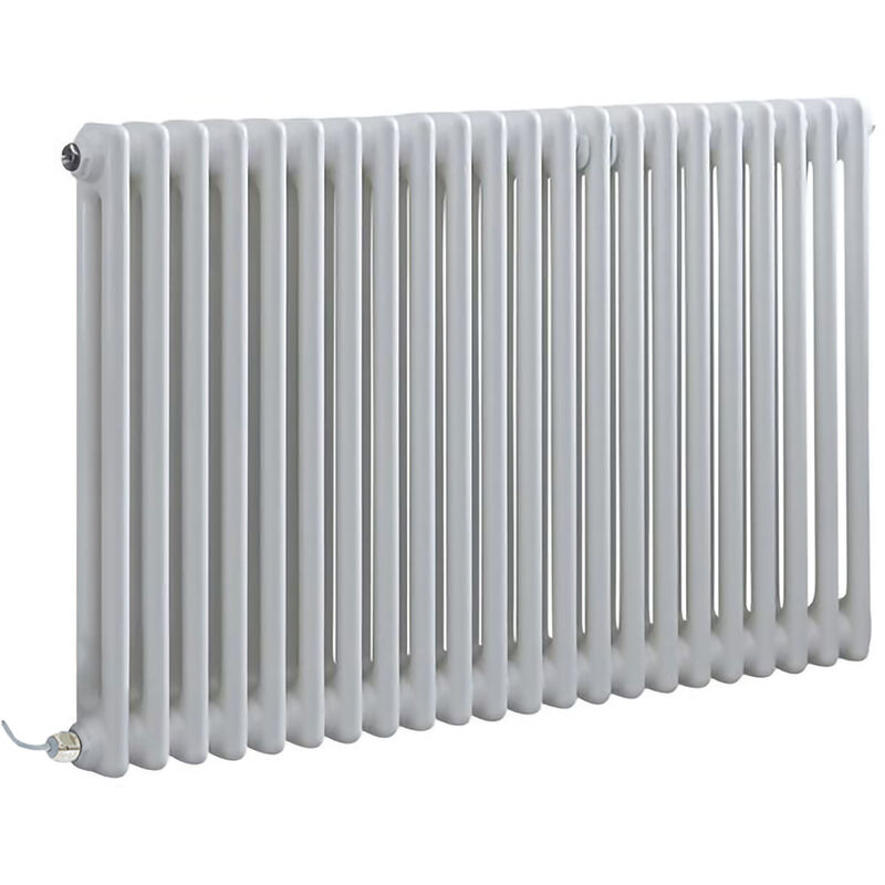 Milano Windsor - Traditional Cast Iron Style White Horizontal Double Column Electric Radiator with Touchscreen WiFi Thermostat - 600mm x 1010mm