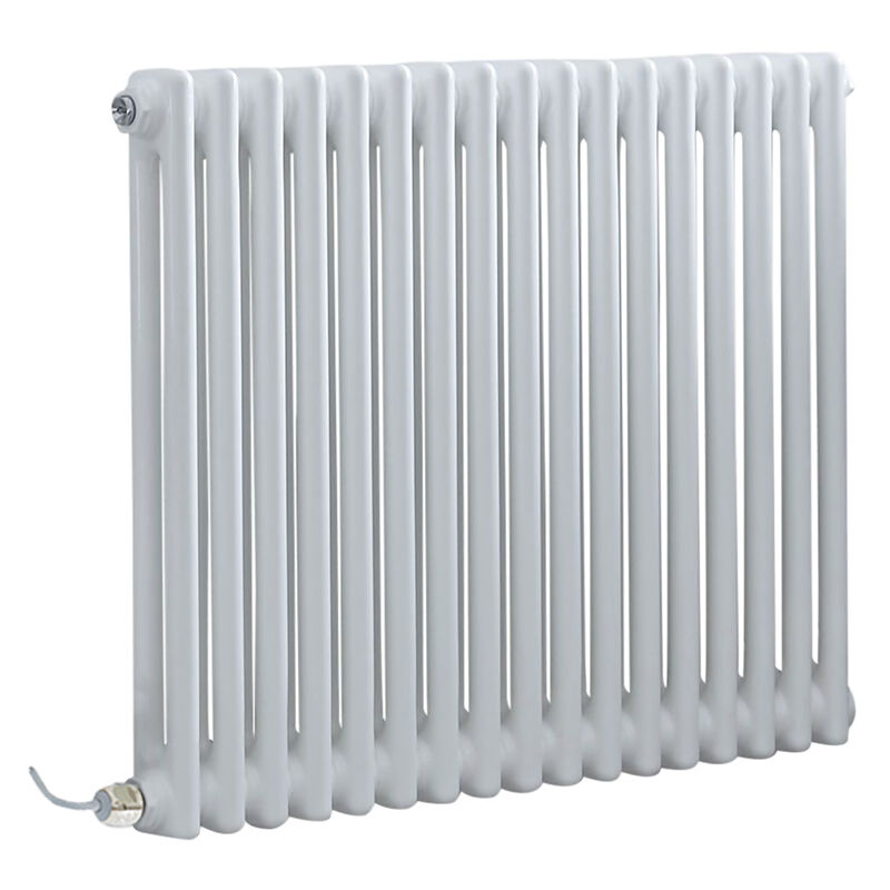 Milano Windsor - Traditional Cast Iron Style White Horizontal Double Column Electric Radiator with Touchscreen WiFi Thermostat - 600mm x 785mm