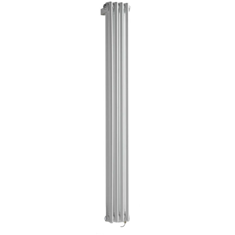 Milano Windsor - Traditional Cast Iron Style White Vertical Double Column Electric Radiator with Touchscreen WiFi Thermostat and Chrome Cable Cover