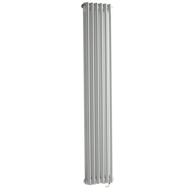 Milano Windsor - Traditional Cast Iron Style White Vertical Double Column Electric Radiator with WiFi Thermostat and Chrome Cable Cover - 1500mm x