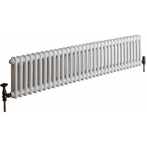 Milano Windsor White Cast Iron Style Double Column Horizontal Radiator - 300mm x 1505mm
