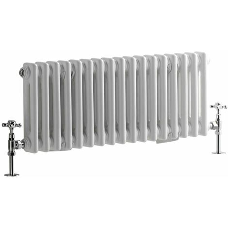 Milano Windsor White Cast Iron Style Double Column Horizontal Radiator - 300mm x 785mm