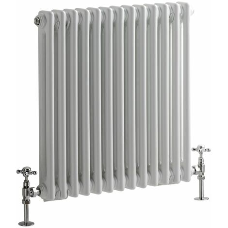 Milano Windsor White Cast Iron Style Double Column Horizontal Radiator - 600mm x 605mm