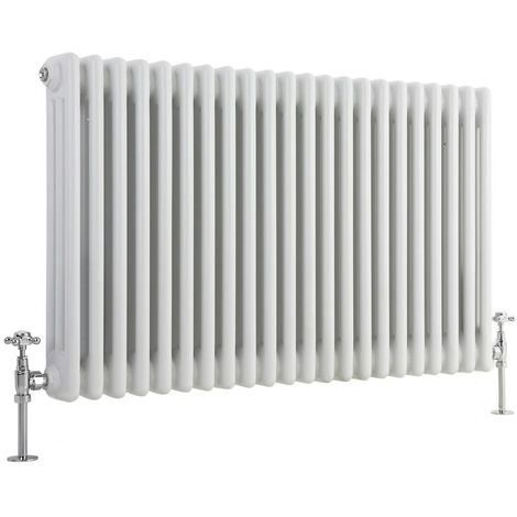 Milano Windsor White Cast Iron Style Triple Column Horizontal Radiator - 600mm x 1010mm