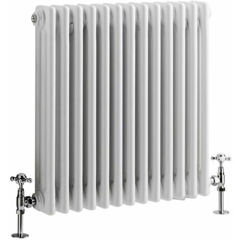Milano Windsor White Cast Iron Style Triple Column Horizontal Radiator - 600mm x 605mm
