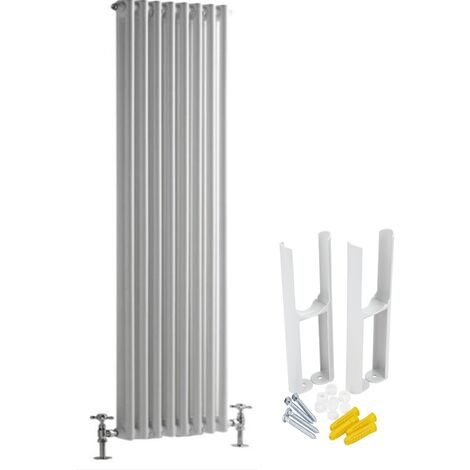 Milano Windsor White Cast Iron Style Vertical Double Column Radiator with Feet - 1800mm x 380mm
