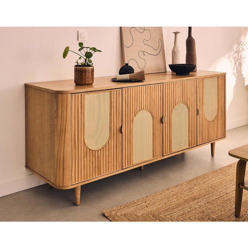 Lisa Design - Milazzo - buffet bas - bois - plaqué chêne - 176 cm - bois