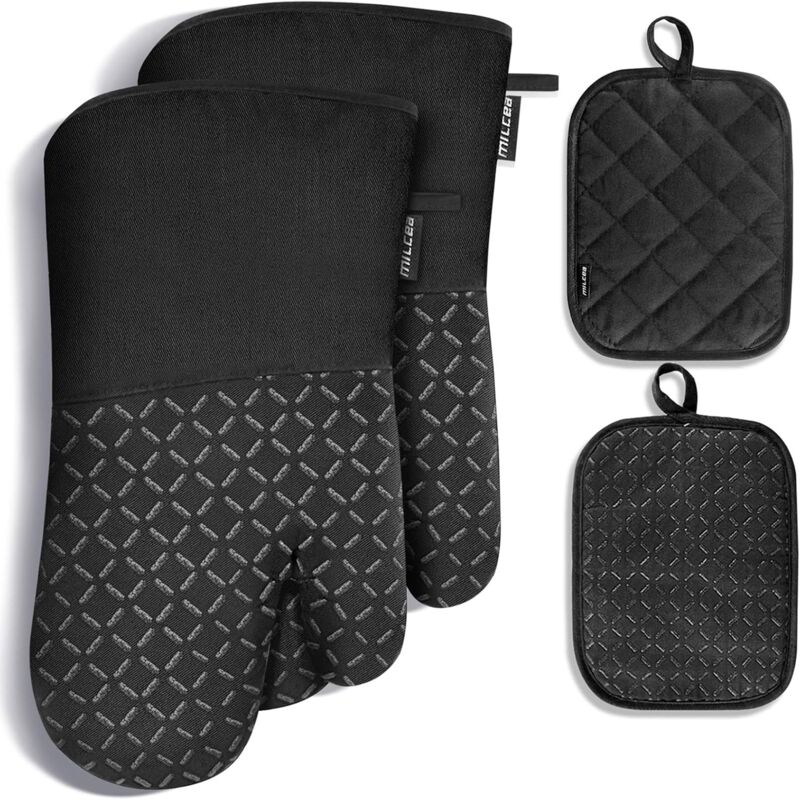 Coavas Milcea Ofenhandschuhe Hitzebeständige 300°c Topflappen & Ofenhandschuhe 4er Set Topfhandschuh Dutch Oven Mitts Ofenhandschuhe Ofen Handschuhe