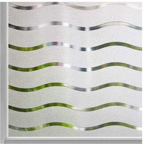 Milchglasfolie, 45 x 200 cm, UV-beständig, statische Glasfolie, Sichtschutz, dekorativer Fensteraufkleber, Fensterfolie mit Wellenmuster, geeignet für Zuhause, Büro und Küche, FLITI