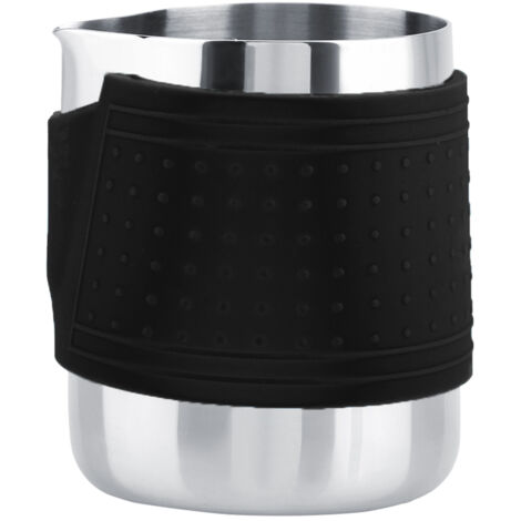 Milchkännchen aus Edelstahl für Kaffeeschaum, hitzebeständig, ideal für Latte Macchiato (Schwarz)
