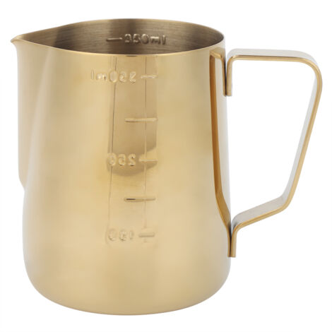 Milchkännchen aus Edelstahl mit Skala für Latte Art, 350 ml, goldfarben