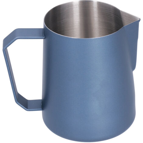 Milchkanne aus Edelstahl 304 mit spitzem Ausguss und abgewinkeltem Griff, 600 ml, blau (ohne Etikett)