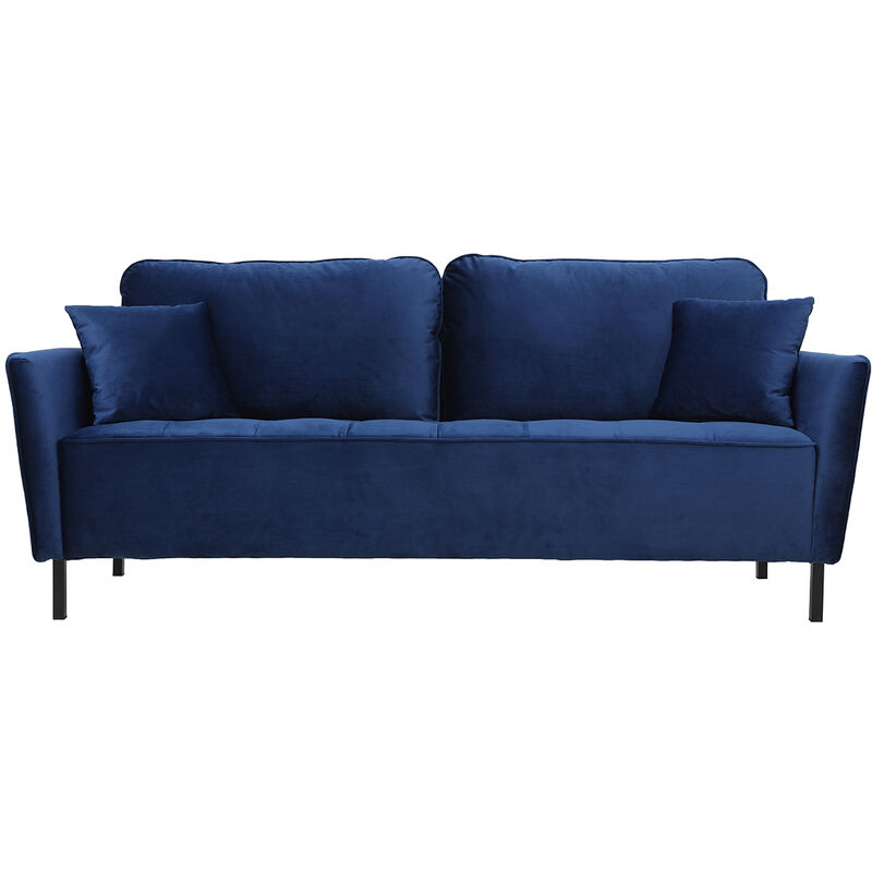 Miliboo - 3-Sitzer-Sofa aus blauem Samt BEKA - Dunkelblau