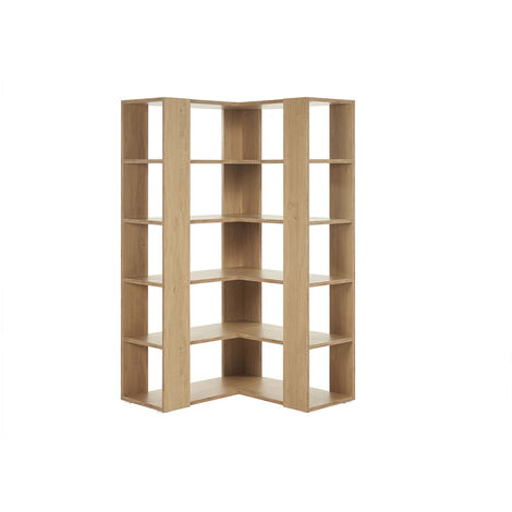 Miliboo – Bibliothèque étagère d'angle bois clair chêne L95 cm – Dimensions H172,25 cm – Charge max 5 kg – Meuble de rangement ouvert