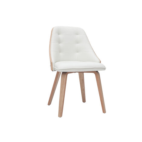 Miliboo – Chaise en bois cintré placage érable – Assise capitonnée en polyuréthane blanc – Dimensions L52 x P53 x H81.5 cm – Confort optimal