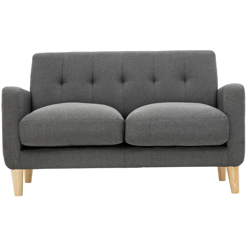 Miliboo - Skandinavisches Sofa 2-Sitzer aus dunkelgrauem Stoff LUNA - Dunkelgrau