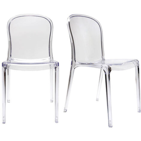Miliboo – Lot de 2 chaises empilables transparentes en polycarbonate – Design moderne pour intérieur et extérieur – Dimensions L45 x P53.5 x H83.5 cm