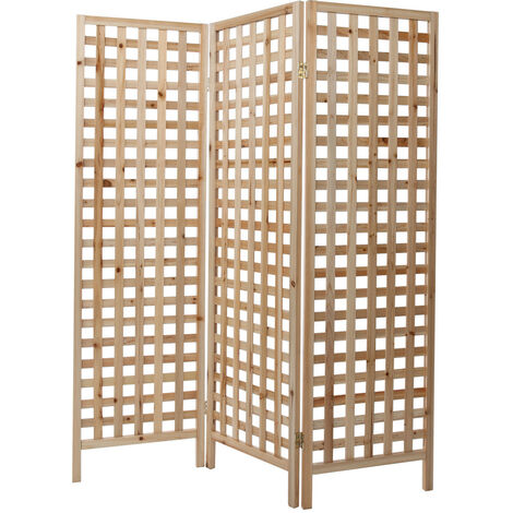 Miliboo – Paravent en pin massif 3 vantaux L133 cm – Motif ajouré – Finition vernis – Pour délimiter espaces intérieurs élégamment