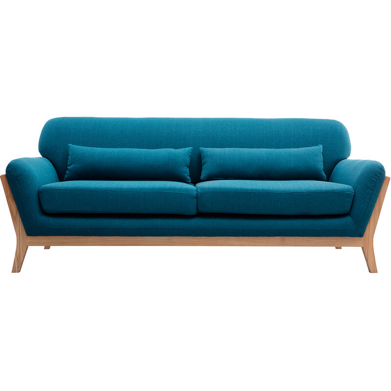 3-Sitzer Sofa mit Holzfüßen in Entenblau skandinavisches Design YOKO - Ente blau - Miliboo