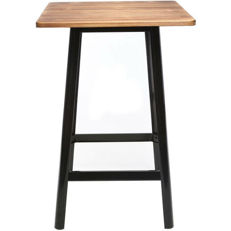 Miliboo – Table de bar carrée 70x70 cm – Structure métal et plateau pin – Hauteur 104 cm – Pour 4 convives – Design épuré