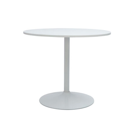Miliboo – Table de salle à manger ronde blanche 90 cm – Plateau laqué mat – Hauteur 75.5 cm – Pour 4 personnes – Design moderne