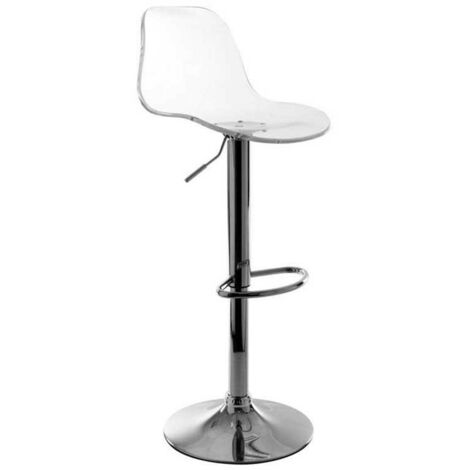 Miliboo – Tabouret de bar transparent – Assise en acrylique – Piètement en métal chromé – Réglable en hauteur – Pivote à 360° – Dimensions H86-107 cm