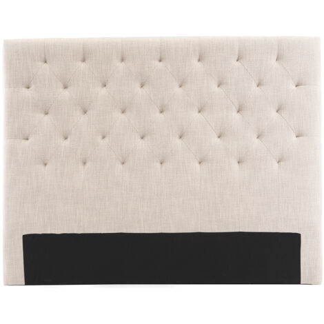 Miliboo – Tête de lit capitonnée en tissu naturel 160 cm – Élégant capitonnage – Bois massif et contreplaqué – Dimensions L162.5 x H112 cm