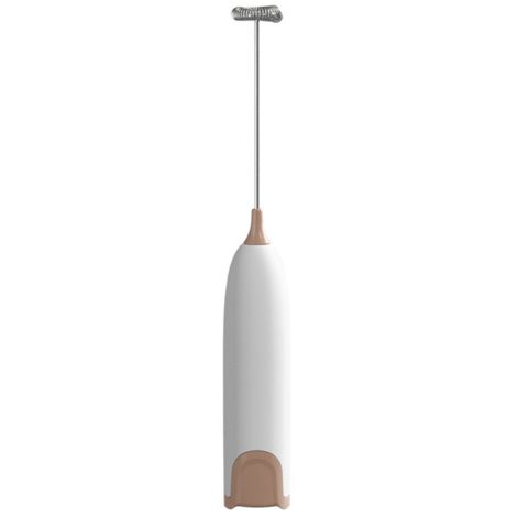 Milk Frother, Insulated Handle, Stainless Steel/ABS, White
