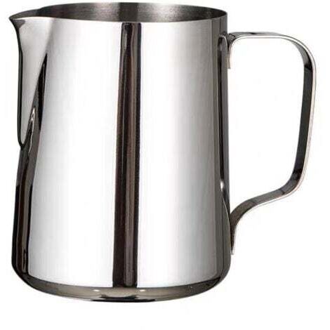 Milk frothing pitcher, 304 stainless steel milk pitcher, 350ml steaming pitcher, steaming pitcher for coffee, cappuccino, barista, milk carafe with decorative pen, silver 350ML