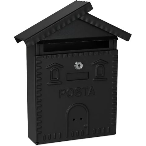 Mille, Cassetta Postale da Esterno, Modello Casetta, Ferro Battuto, Antracite, 28x9x35 cm