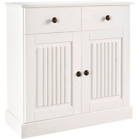 MilleBuffet avec 2 portes et 1 tiroir en pin laqué blanc