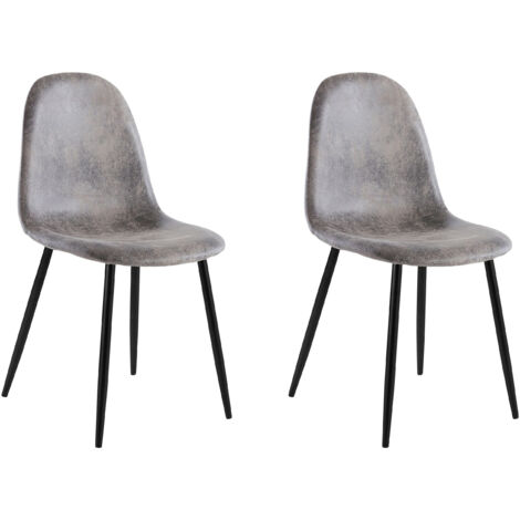 Miller-Ensemble de 2 chaises de salle à manger en microfibre grise